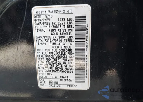 2010 Nissan Rogue S из США, поврежденный, VIN JN8AS5MT3AW026899